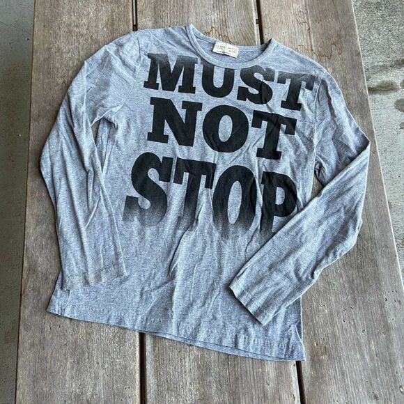 ZARA Boys Shirt Size 9 10 140 Must‎ Not Stop Long Sleeve Tee T-Shirt Gray Black - Picture 6 of 8